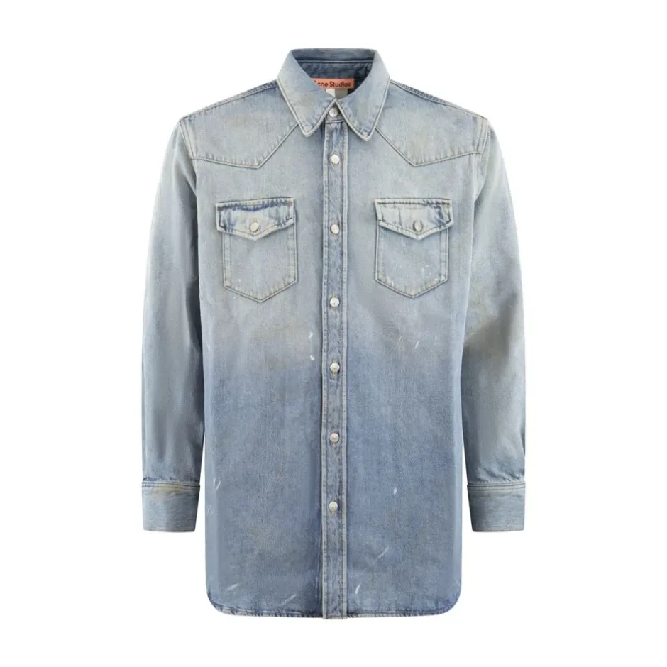 Sale Afslappet Fit Denim Skjorte Skjorter