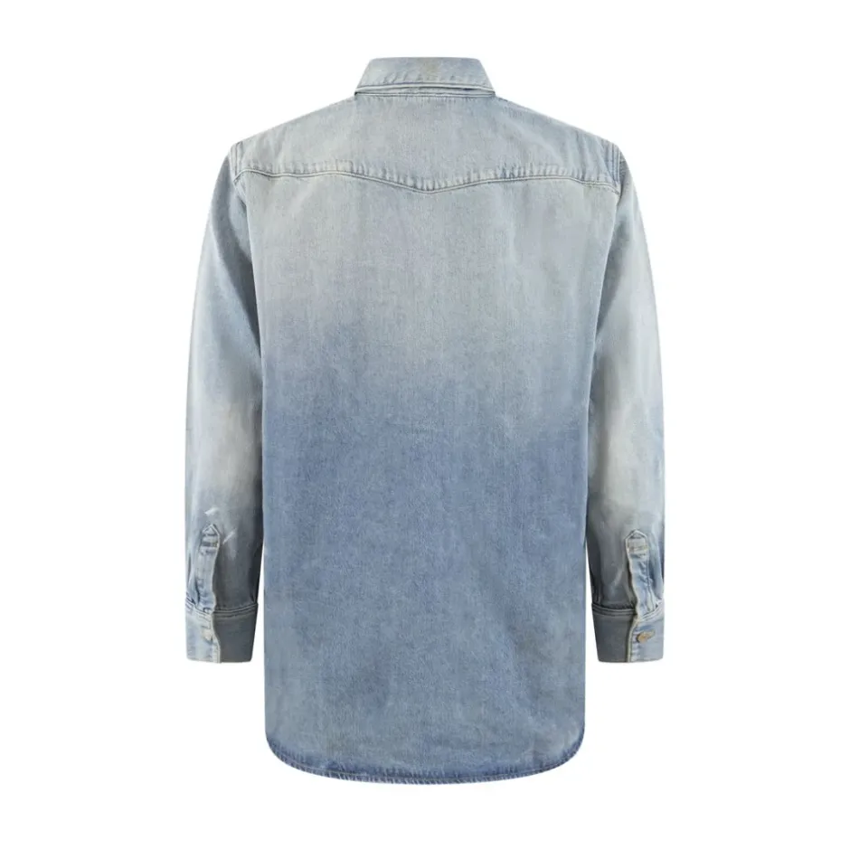 Sale Afslappet Fit Denim Skjorte Skjorter