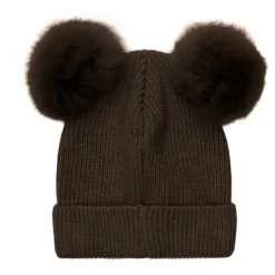 Clearance Alpaka Pompom Strikket Hat Mørke Børn Huer & Kasketter