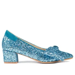 Sale - Pump Med Sløjfe, 1550 - Aqua Glitter / Aqua Dame Pumps|Stiletter