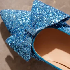 Sale - Pump Med Sløjfe, 1550 - Aqua Glitter / Aqua Dame Pumps|Stiletter