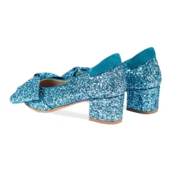 Sale - Pump Med Sløjfe, 1550 - Aqua Glitter / Aqua Dame Pumps|Stiletter