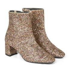 Best - Støvlet På Blokhæl Med Lynlås, 7780 - Multi Glitter / Sand Dame Støvler