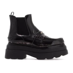 Hot Ankelstøvler i blank læder med platform Dame Chelsea Boots