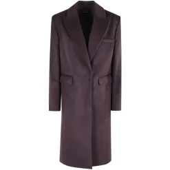 Hot Aubergine Cashmere Overfrakke med Lommer Dame Frakker
