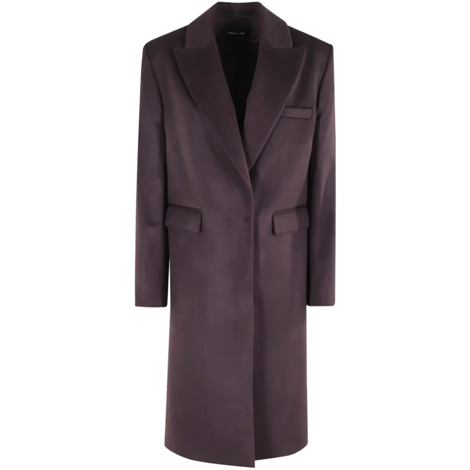 Hot Aubergine Cashmere Overfrakke med Lommer Dame Frakker