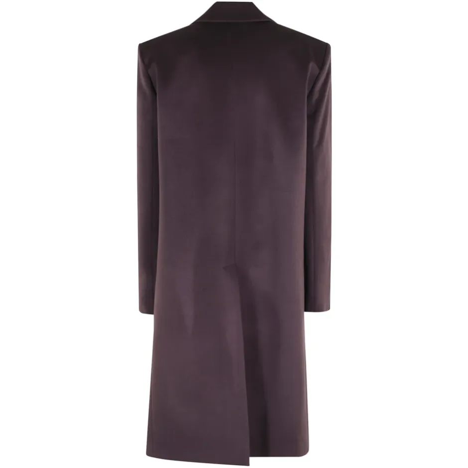 Hot Aubergine Cashmere Overfrakke med Lommer Dame Frakker