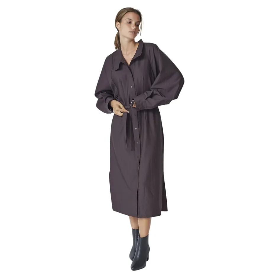 Clearance Batwing Kjole med Pinstripe Print Dame Kjoler