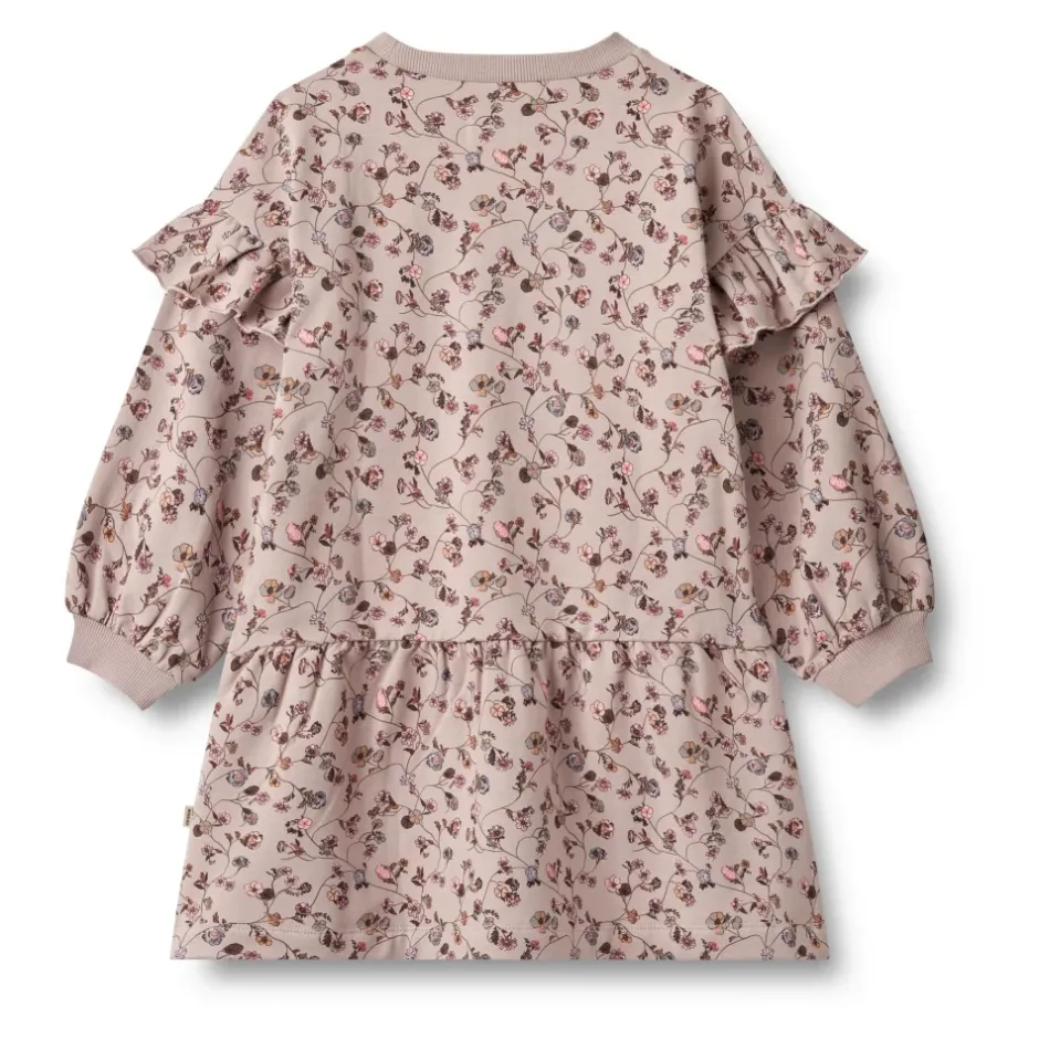 Blomstret Langærmet Kjole Tør Rose Børn Kjoler & Nederdele