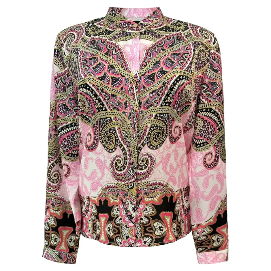 Discount Blomstret Paisley LS Skjorte i Pink Dame Bluser & Skjorter