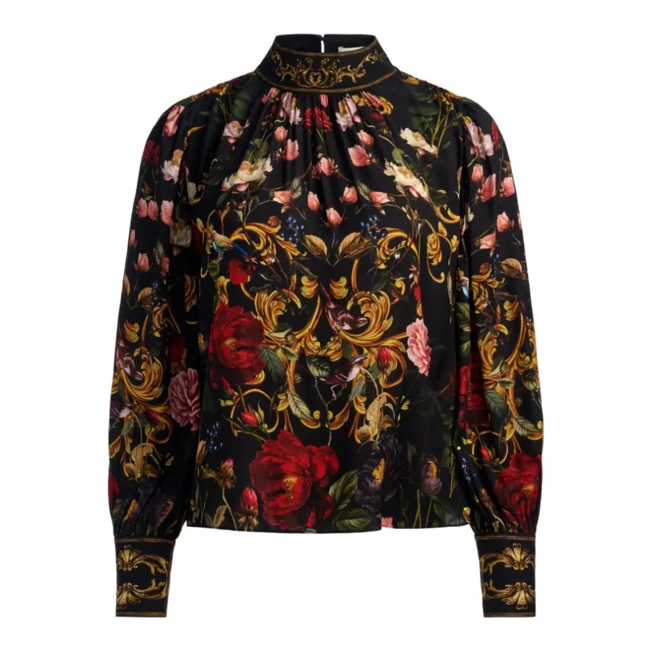 Discount Bluse med blomsterprint og mock neck Dame Bluser & Skjorter