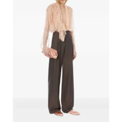Best Bluse med blonde og flæsehals Dame Bluser & Skjorter