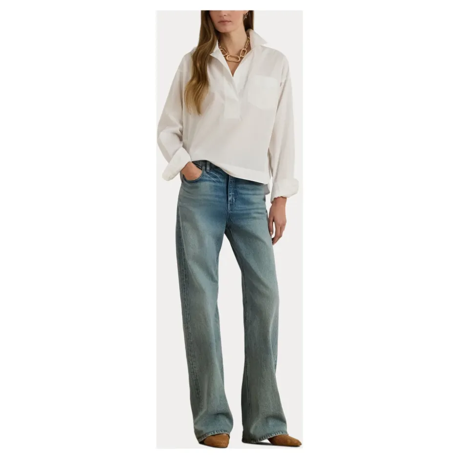 New Broadcloth Cropped Skjorte Dame Bluser & Skjorter