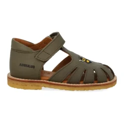 Sale Broderet Velcrosandal - Oliven Børn Sandaler