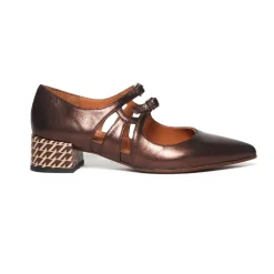Online Bronze Læder Jersey Sko Dame Pumps|Stiletter