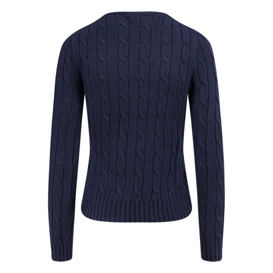 Hot Cable Knit Bomulds Sweater Dame Striktrøjer & Sweatere