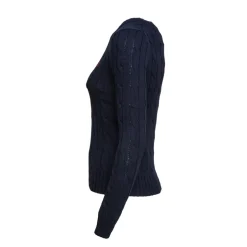Discount Cable Knit Crewneck Sweater Dame Striktrøjer & Sweatere