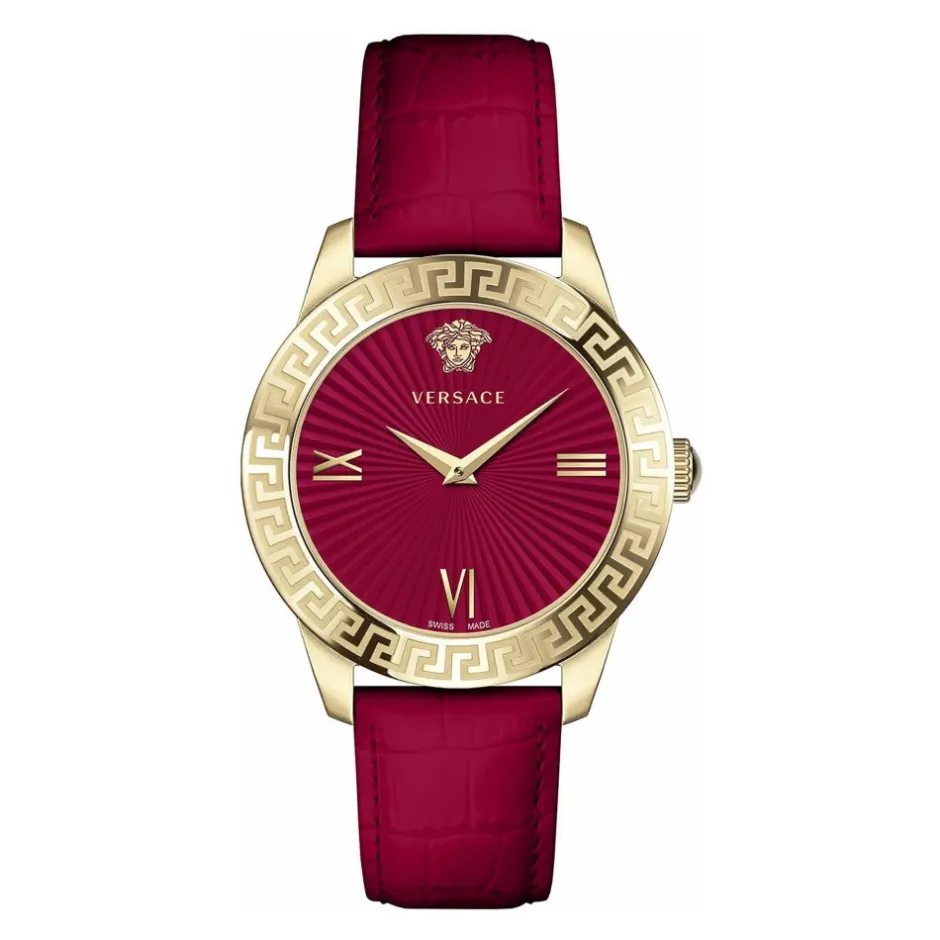 Dameur Greca Signature 38 mm Greca-signatur på kassen Læderrem VEVC00921 Dame Ure