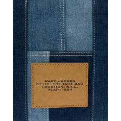 Clearance Denim Tote Taske med Logo Print Dame Indkøbstasker