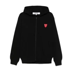 Best Double Red Heart Zip Hoodie Trøjer