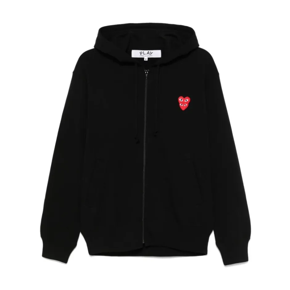 Best Double Red Heart Zip Hoodie Trøjer