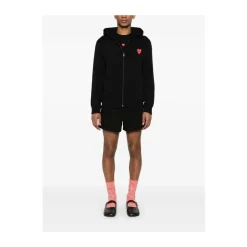 Best Double Red Heart Zip Hoodie Trøjer