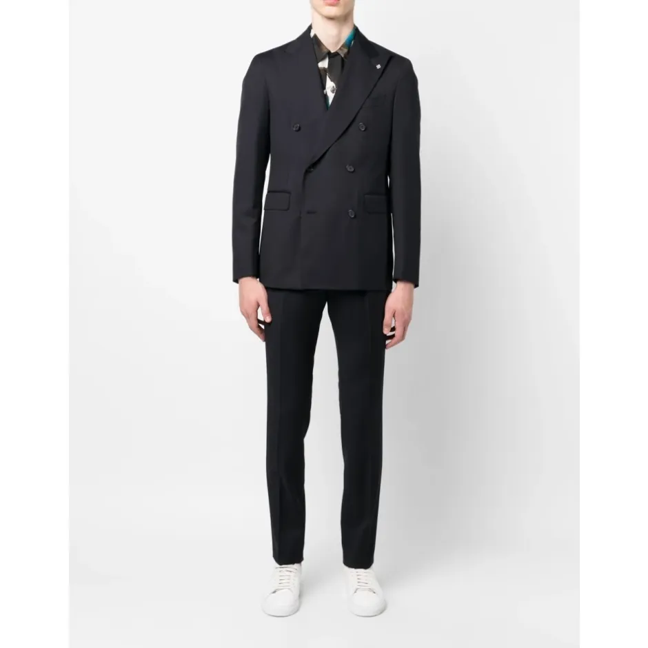Clearance Double-Breasted Blazer med Klassiske Bukser Jakkesæt