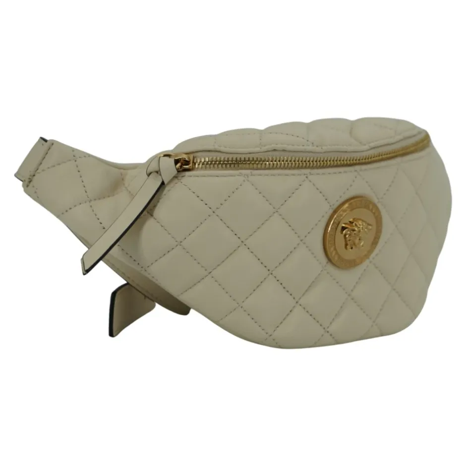 Clearance Elegant hvid læder bæltetaske Dame Bæltetasker