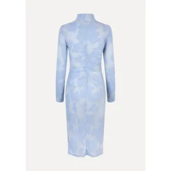 Outlet Elegant Ruched Turtleneck Kjole med Lynlås Dame Kjoler