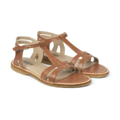 Discount Feminin Lædersandal med Stropper og Ankelrem Dame Sandaler