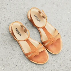 Discount Feminin Lædersandal med Stropper og Ankelrem Dame Sandaler