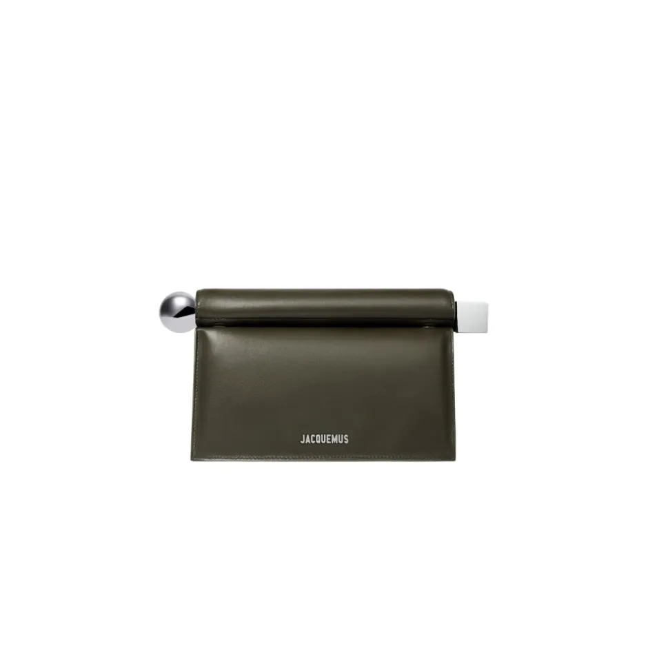 Sale Firkantet Rund Clutch Taske Mørk Khaki Dame Clutch