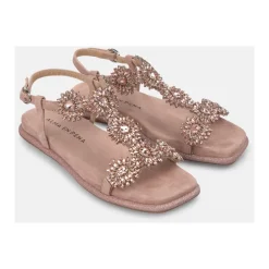 Flad sandal med rhinsten Dame Sandaler