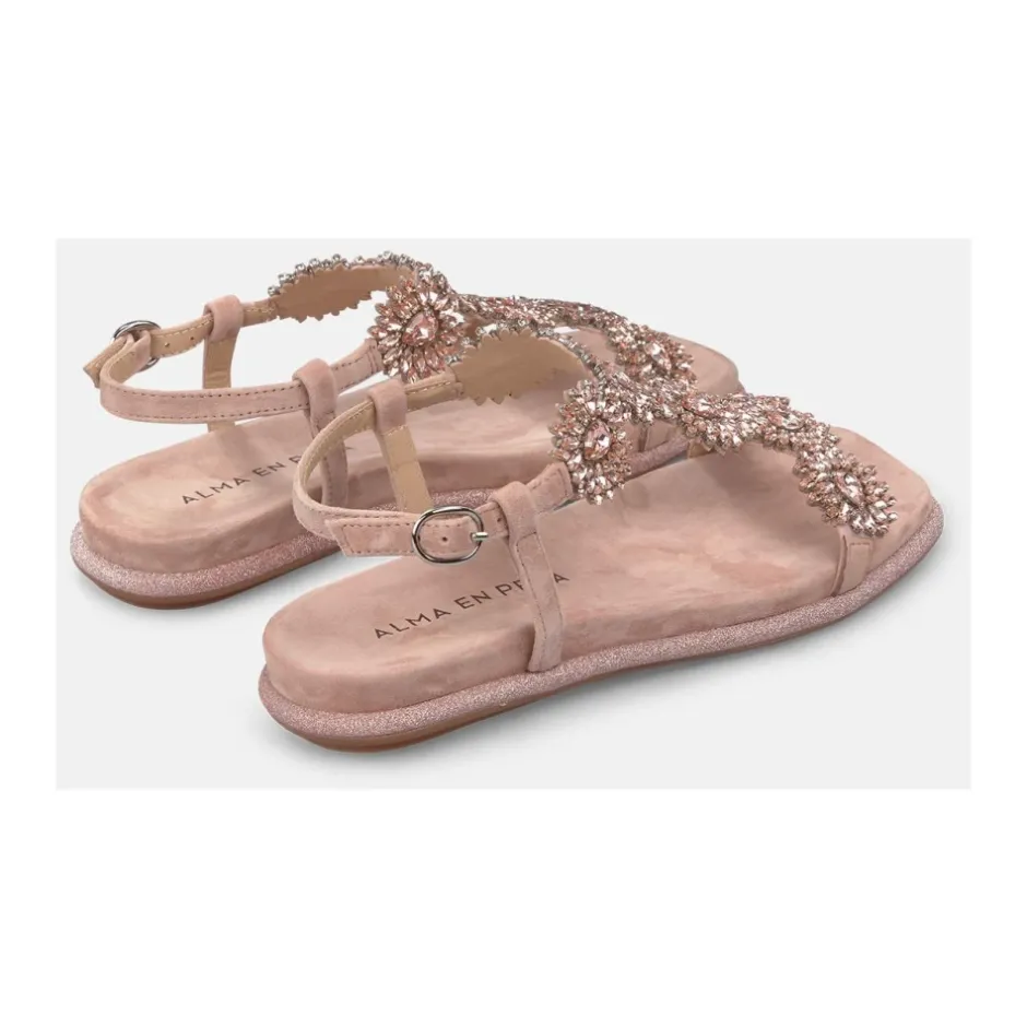 Flad sandal med rhinsten Dame Sandaler