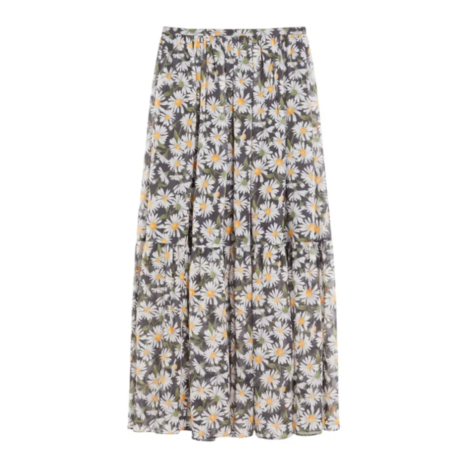 Floral Georgette Lang Nederdel Dame Nederdele
