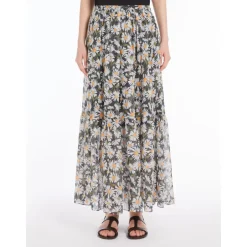 Floral Georgette Lang Nederdel Dame Nederdele