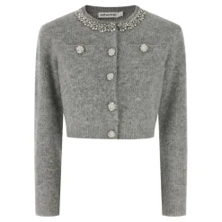 Best Fluffy Crystal Trim Cardigan Dame Striktrøjer & Sweatere