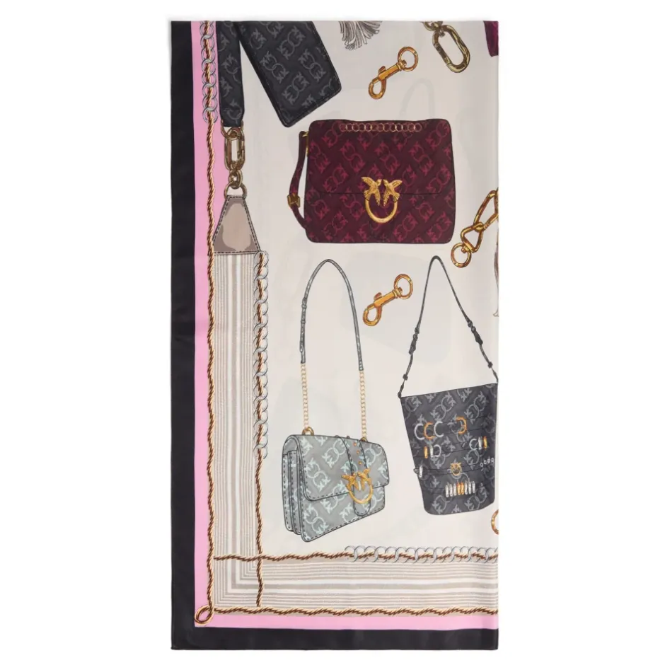 Clearance Foulard i twill med taske- og logoprint Halstørklæder Og Tørklæder
