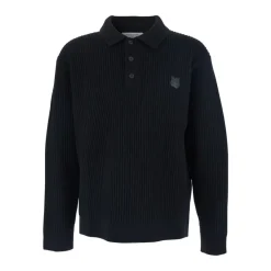 Online Fox Head Wool Ribbed Polo Sweater Strik