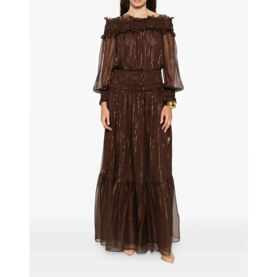 Discount Georgette Lang Kjole Med Lurex Detalje Dame Kjoler