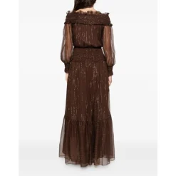 Discount Georgette Lang Kjole Med Lurex Detalje Dame Kjoler