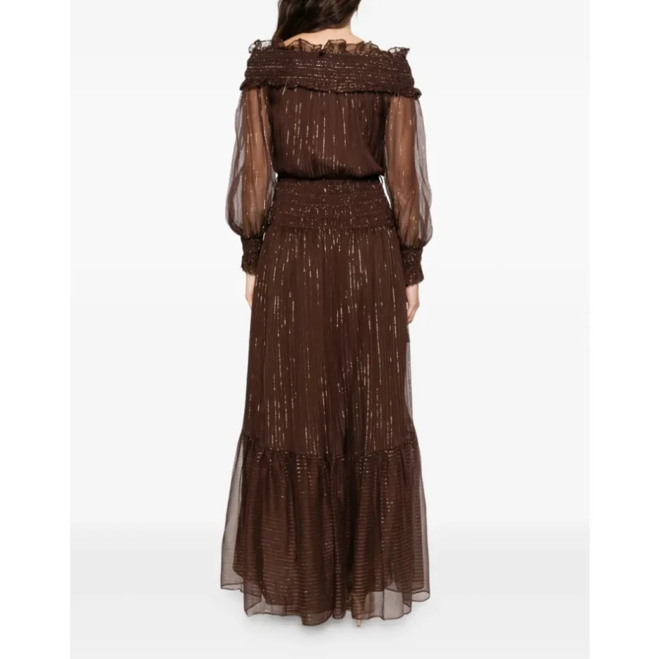 Discount Georgette Lang Kjole Med Lurex Detalje Dame Kjoler