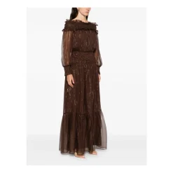 Discount Georgette Lang Kjole Med Lurex Detalje Dame Kjoler