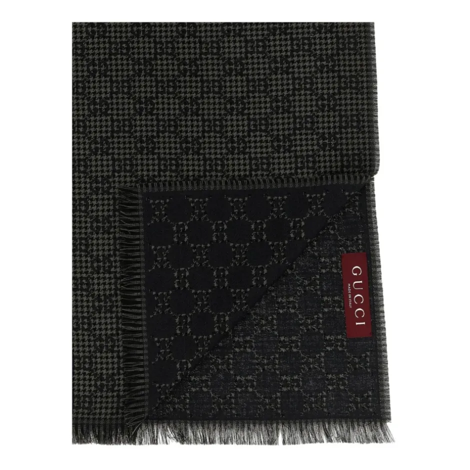 Clearance GG Wool Jacquard Scarf Halstørklæder Og Tørklæder