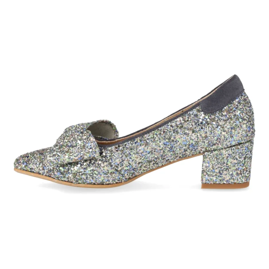 Clearance Glitter Pump med Sløjfe - Forårskollektion Dame Pumps|Stiletter