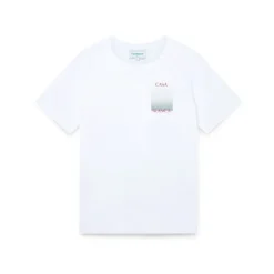 Discount Gradient Square Printed White T-shirt Dame T-Shirts