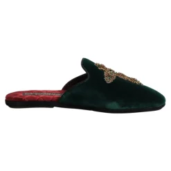 Velvet Cross Embellished Slippers Hjemmesko