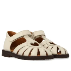 Online Hjerte Sandal med Velcro, Buttermilk Børn Sandaler