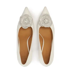Outlet e læderpumps med glitrende blomst Dame Pumps|Stiletter