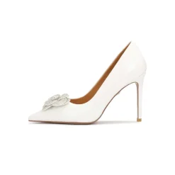 Outlet e læderpumps med glitrende blomst Dame Pumps|Stiletter
